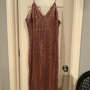 Gold plus size sequin midi dress